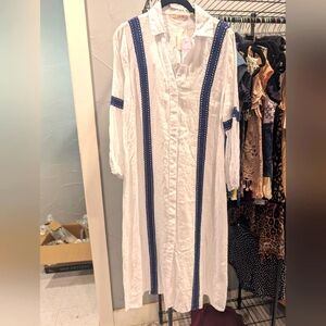 Soft Surroundings White and Blue Dress